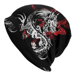 Dragon Kanji Bonnet Homme Fashion Thin Hat Japanese Dragon Art Tattoo Skullies Beanies Caps For Men Women Novelty Fabric Hats