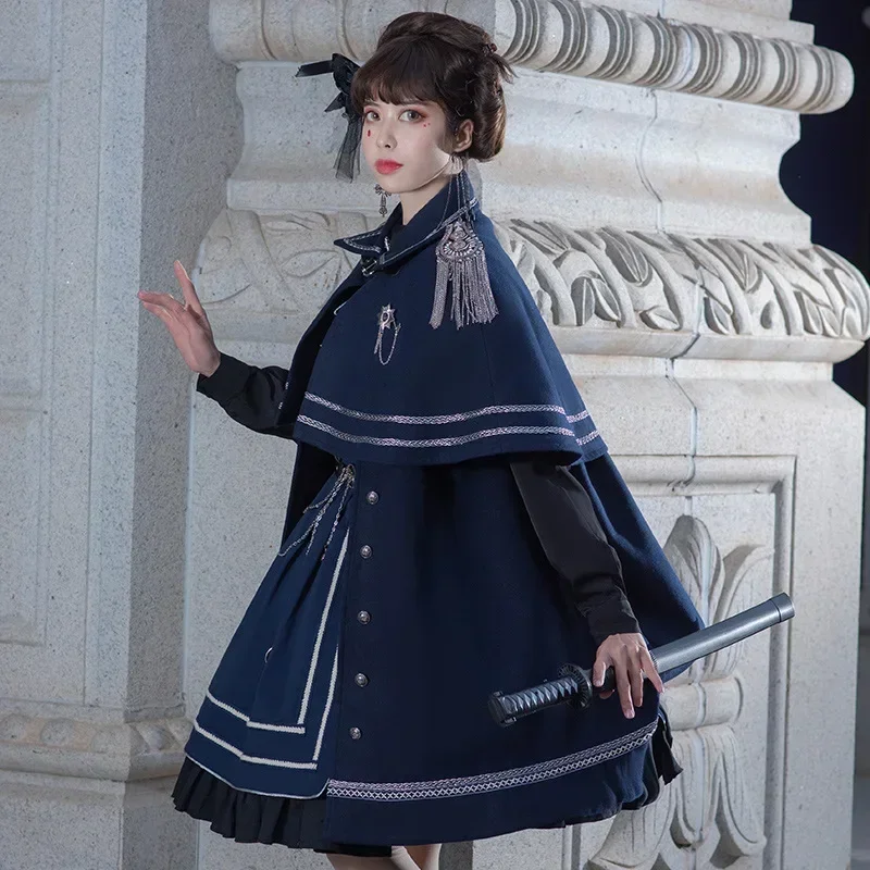 

25JSK Solid Military Cloak for Autumn and Winter Gothic Lolita Original Design New Product Military Style Lolita Dress for Women