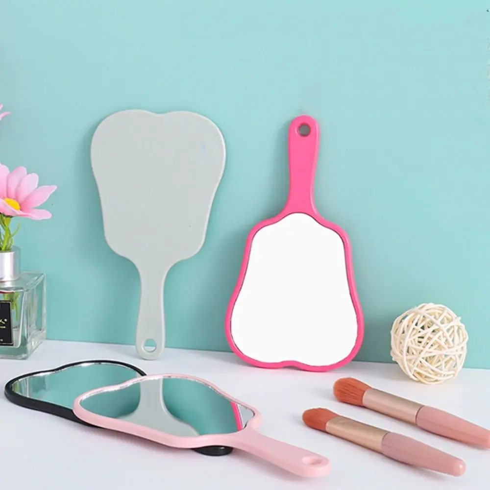 Simple Plastic Tooth-shaped Mirror High-definition Lightweight Handheld Sector Mirror Mini Portable Makeup Mirror Home Decor