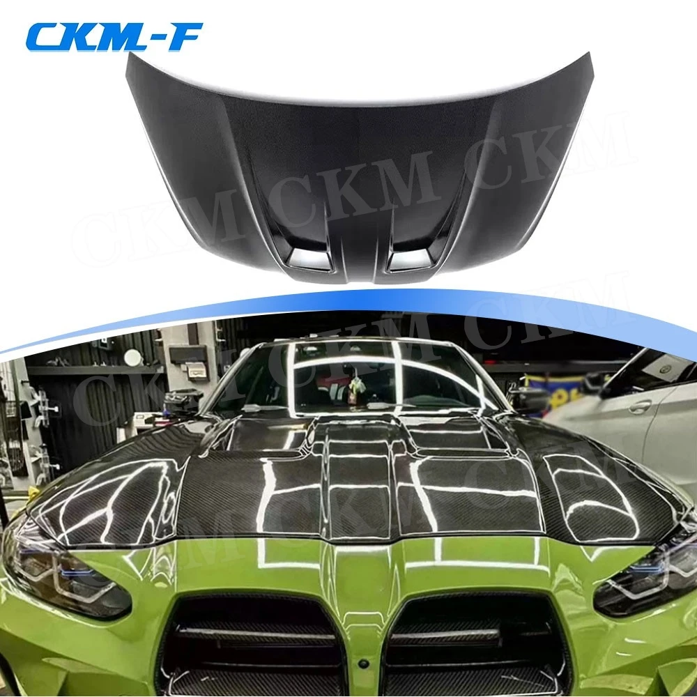 

Для BMW G80 M3 G82 G83 M4 2021+ Передняя крышка двигателя из углеродного волокна автомобиля, вентиляционная крышка P Style FRP, передняя крышка двигателя, украшение BodyKit