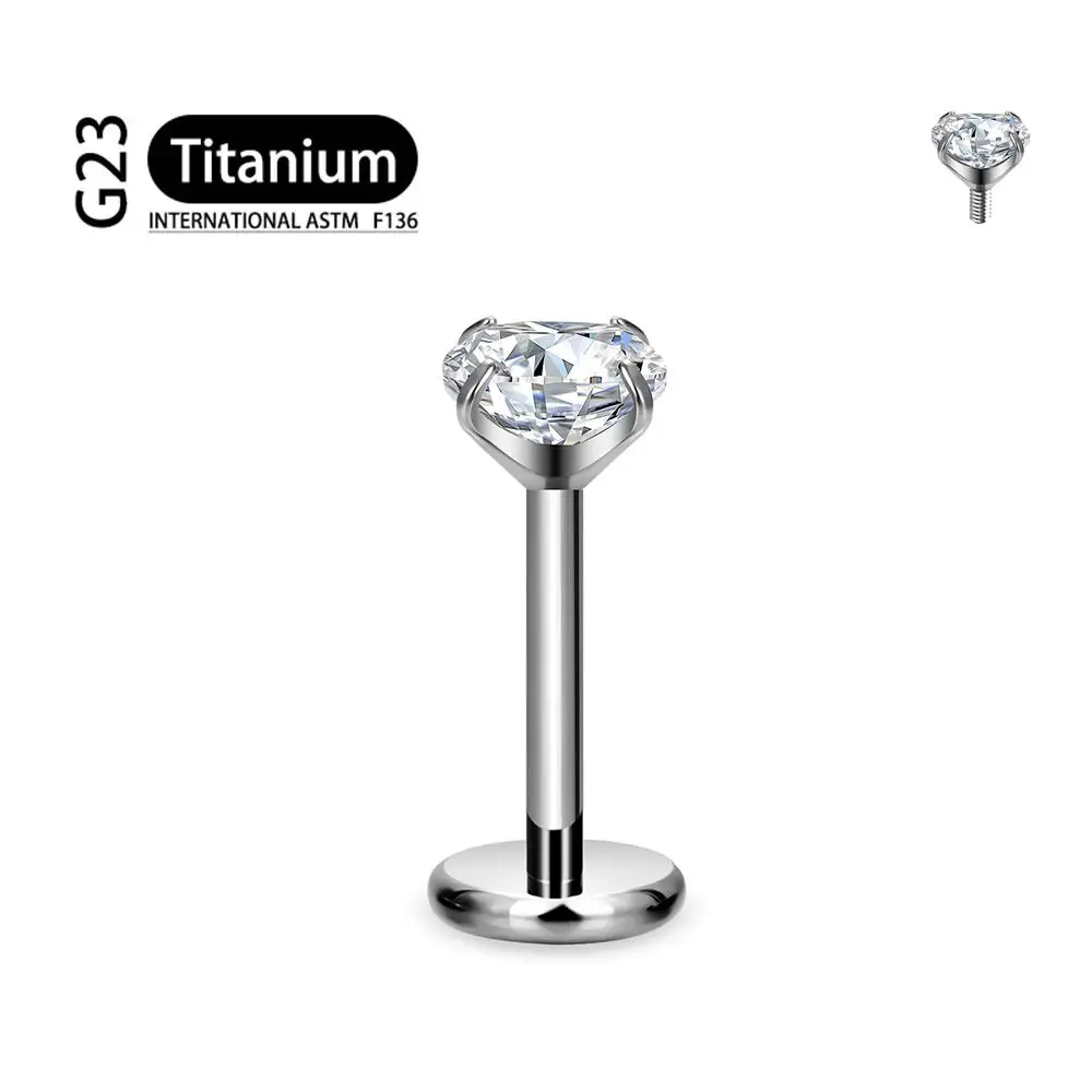 ASTM F136 تيتانيوم 2/3/4 مللي متر تشيكوسلوفاكيا Labret مسمار 16 جرام الزنمة اللولب كراكبين شيلب فلاتباك Oorlel ثقب ليكام سيراادين ﻿