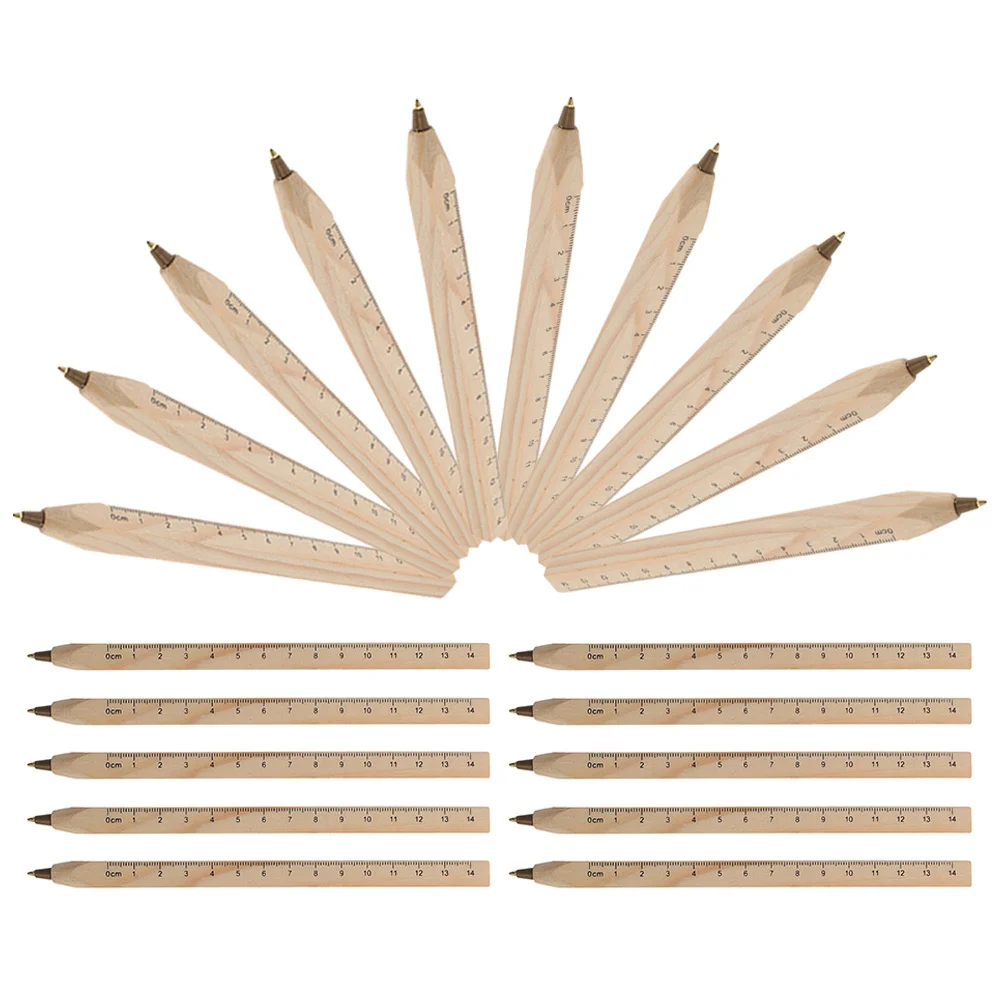 20Pcs Wood Ballpoint Pens Carpenter Markers Ruler Pen Professional Black Ink for Construction Drafting