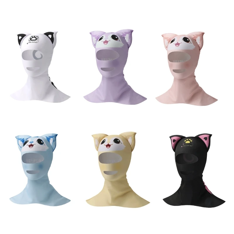 Swiming Caps Sun Protections Full Face Mask Diving Caps Diving Facekini Elastic Swim Caps Head Neck Cover for Water Sports