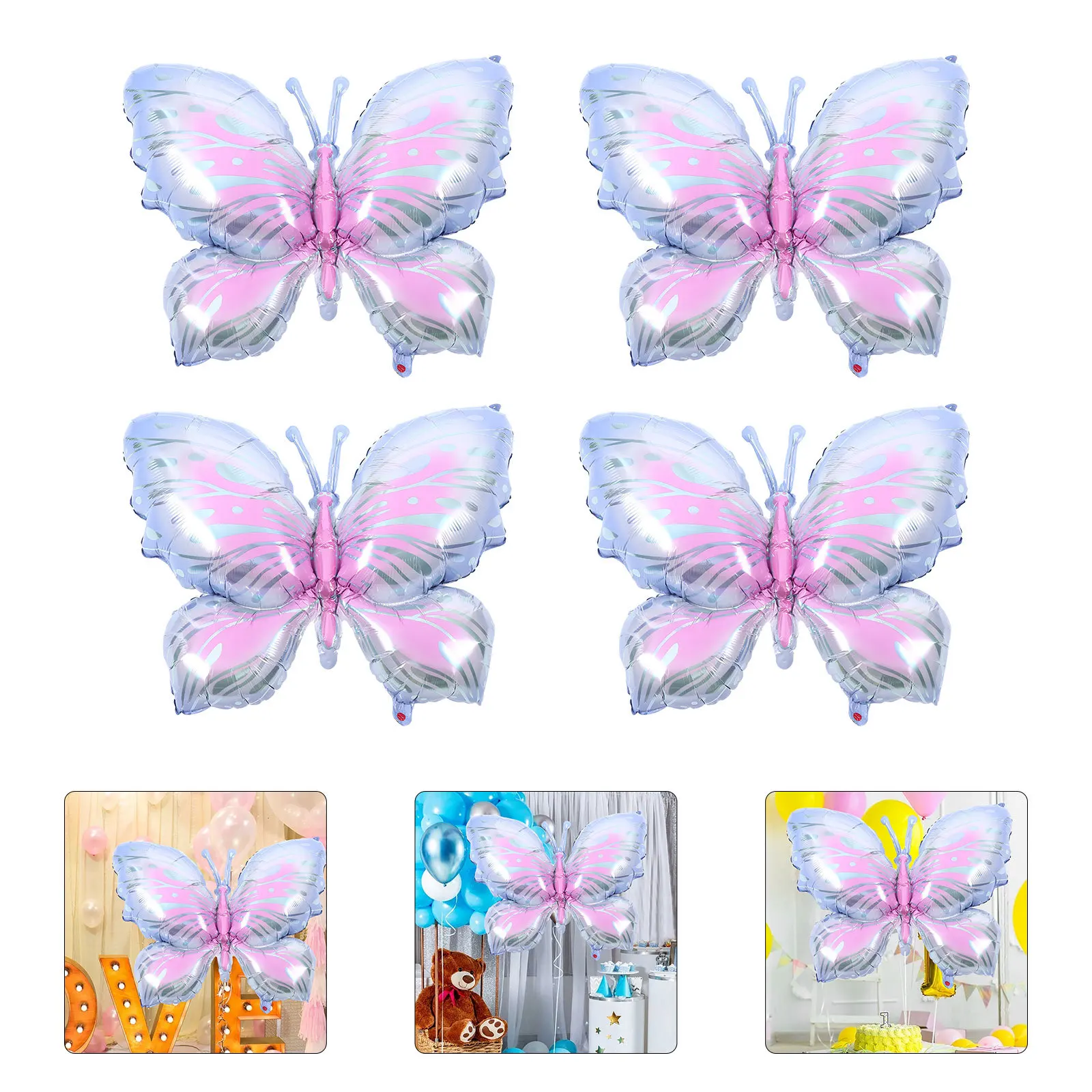 

5Pcs Inflatable Aluminum Foil Butterfly Balloons Lovely Party Decoration Birthday Photo Background Butterfly Balloons