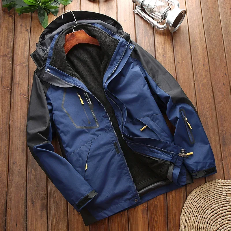 

Winter 3 in 1 Fleece Lining Warm Jacket Sportwear Ski Camping Jacket Windbreak Waterproof Outdoor Coat Men Climbing Hiking Coats