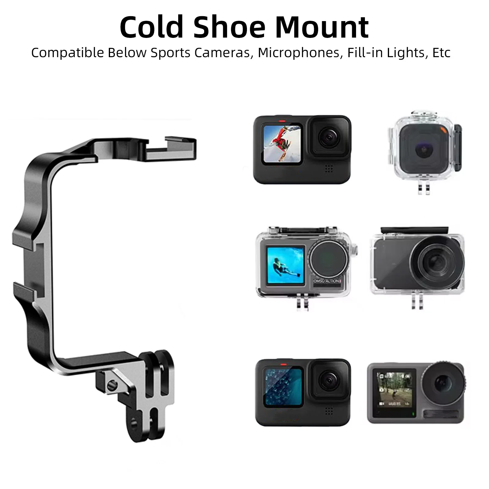 Marco de Metal con soporte de zapata fría para GoPro Hero 11 10 9 8 7 Dji Action 3, accesorios de cámara, soportes para iluminación, palo de micrófono