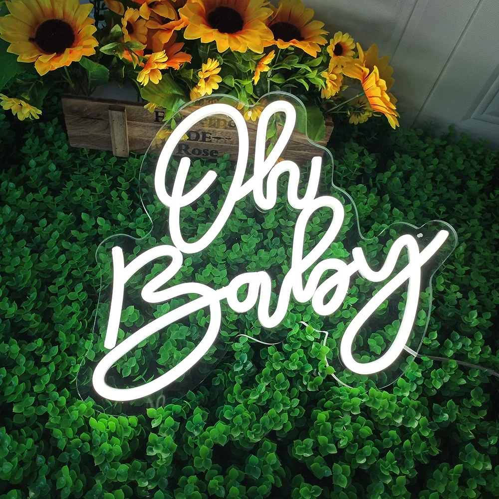 Oh Baby Neon Lights Baby Birthday Party Decorative Light Plaque Acrylic Logo Dimmable