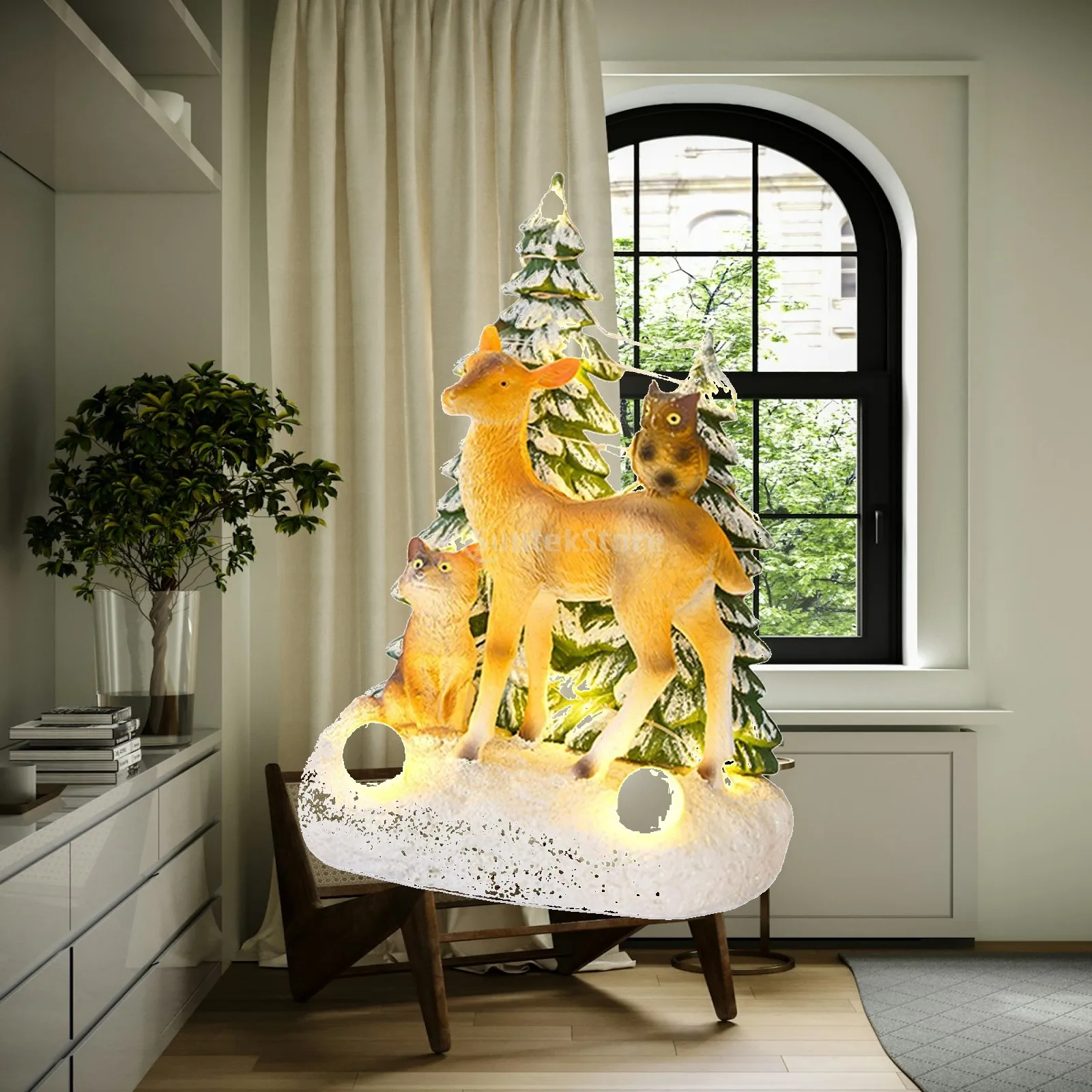 christmas-illuminated-miniature-musical-ornament-decorative-prop-resin-figurine