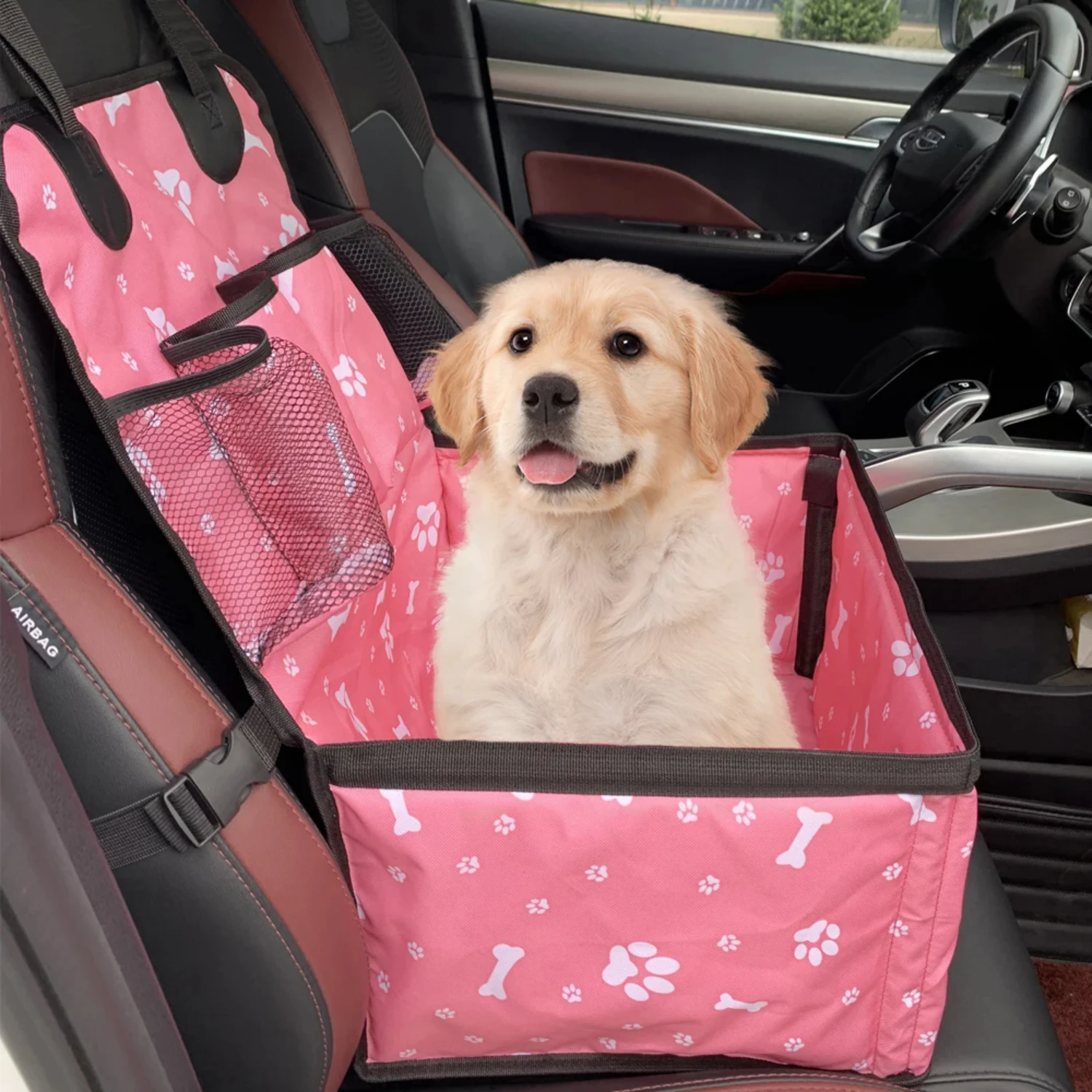 Sturdy and Compact Elevated Pet Seat for Dogs - Keep Your Furry Friends Safe and Secure while on the Go! Enjoy a Comfortable Rid