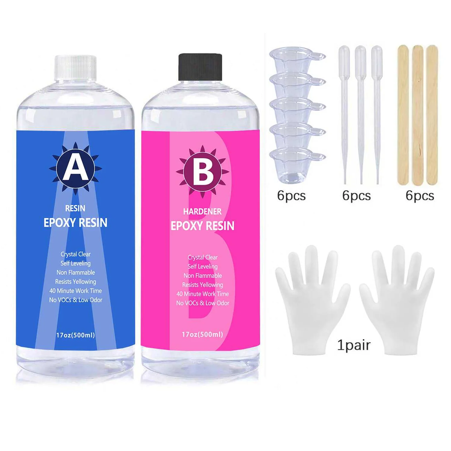 

1:1 Crystal Clear Epoxy Resin Kit High Gloss & Bubbles Free Art Resin Supplies for Coating and Casting Craft DIY Jewelry Making