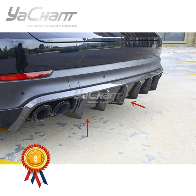 Car-Styling Carbon Fiber Rear Diffuser Lip Fit For 2018-2021 Cayenne 9Y0 Coupe 9Y3 YC D Rear Diffuser Lip