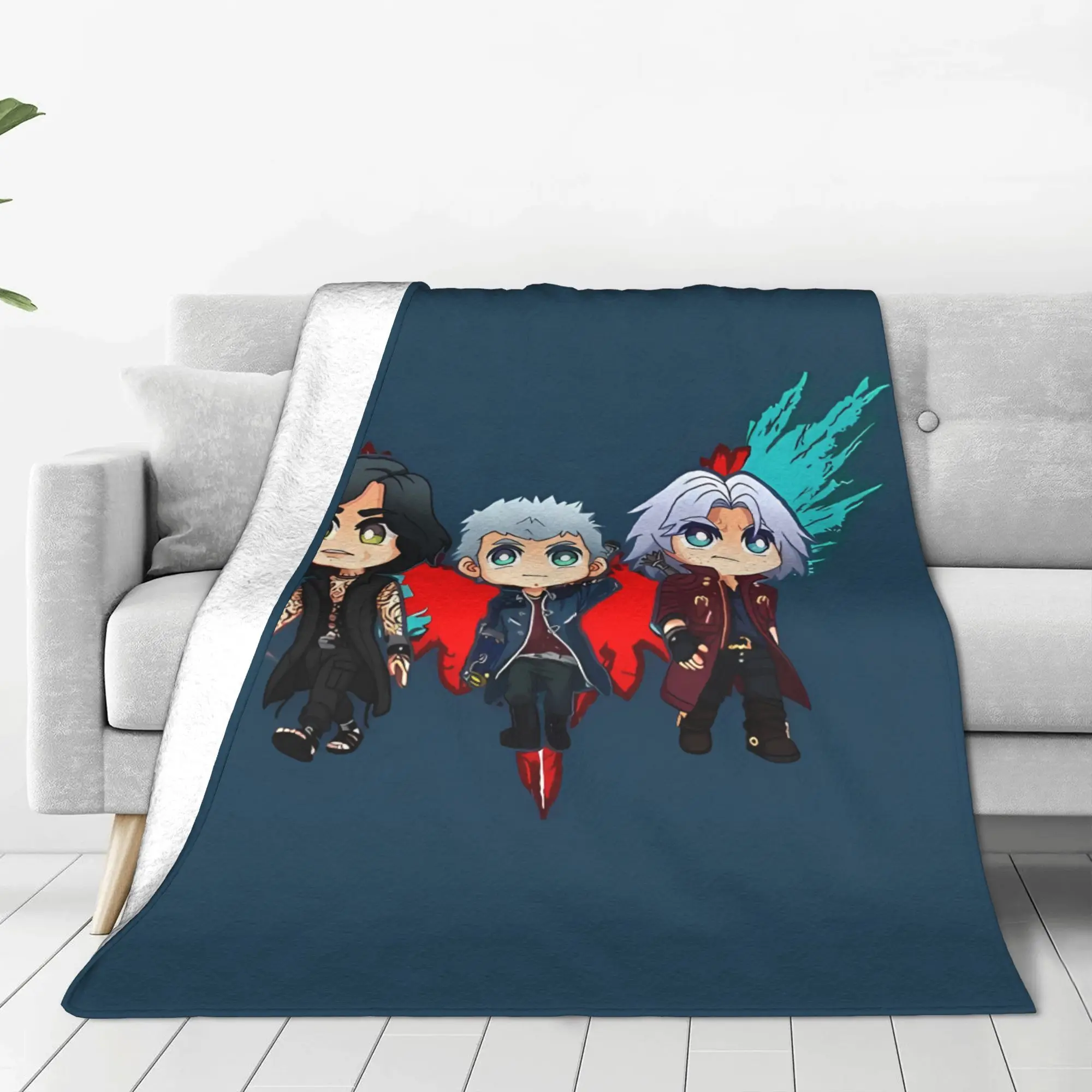 1PC Home Cute Room Decor Demon Themed Warrior Blanket Throw Blanket D-Devil May Cry Novelty Warm Blanket All Season