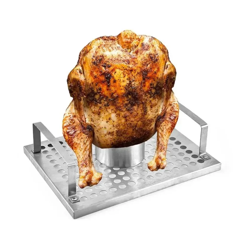 Braten Grill Ständer Huhn Röster Rack Küche Outdoor BBQ Werkzeuge Carbon Stahl Antihaft Gegrillte Huhn Platte Im Freien Campin