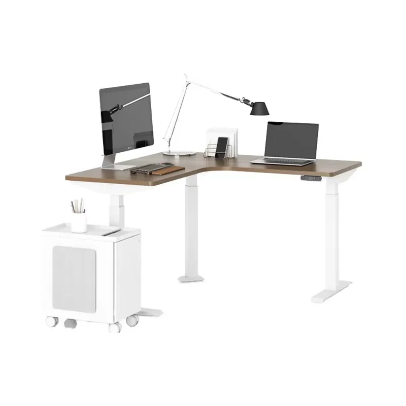 L Shaped Smart Sit-Stand Desk for Office & Home Adjustable Height Computer Laptop Table by Standing