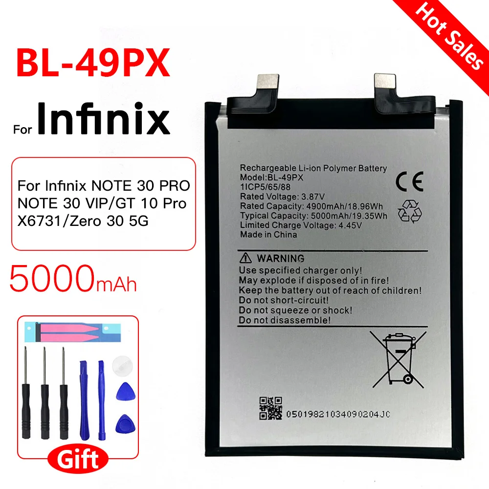 Genuine New BL-49PX Replacement Battery For Infinix Note 30 Mobile Phone BL49PX REPLACEMENT batteria+free tools
