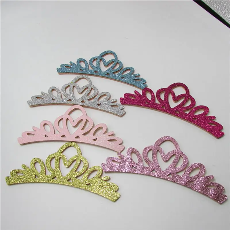 

100Pcs/Lot Hollow Glitter Crown Padded Applique Crafts For Headwear Clip Hair Band Decorate DIY Accessories