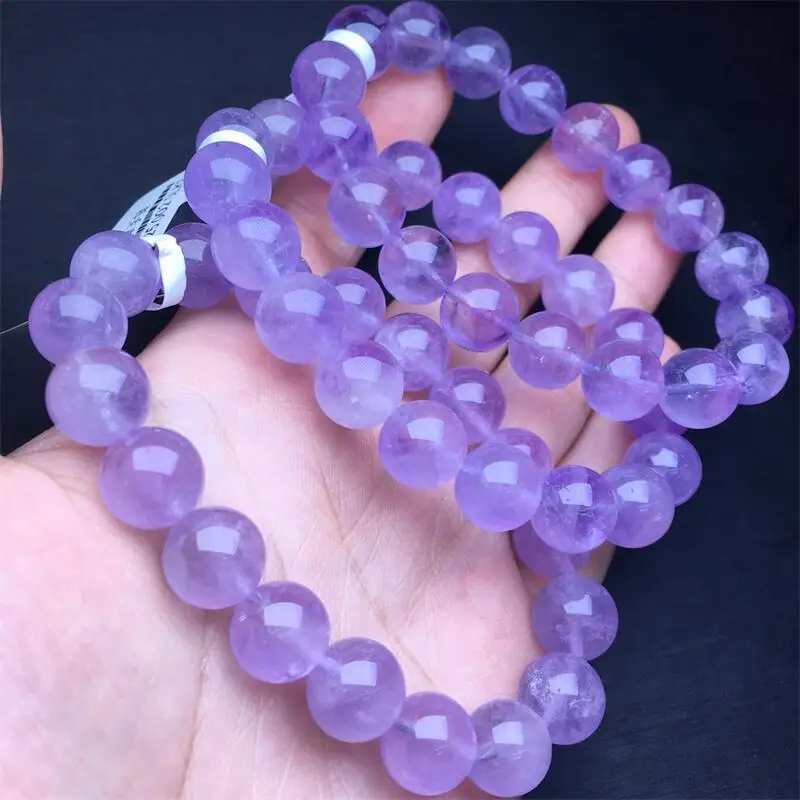 

11MM Natural Lavender Amethyst Bracelet Handmade Women Healing Gemstone Crystal Strand Bangles Lovers Girlfriend 1PCS