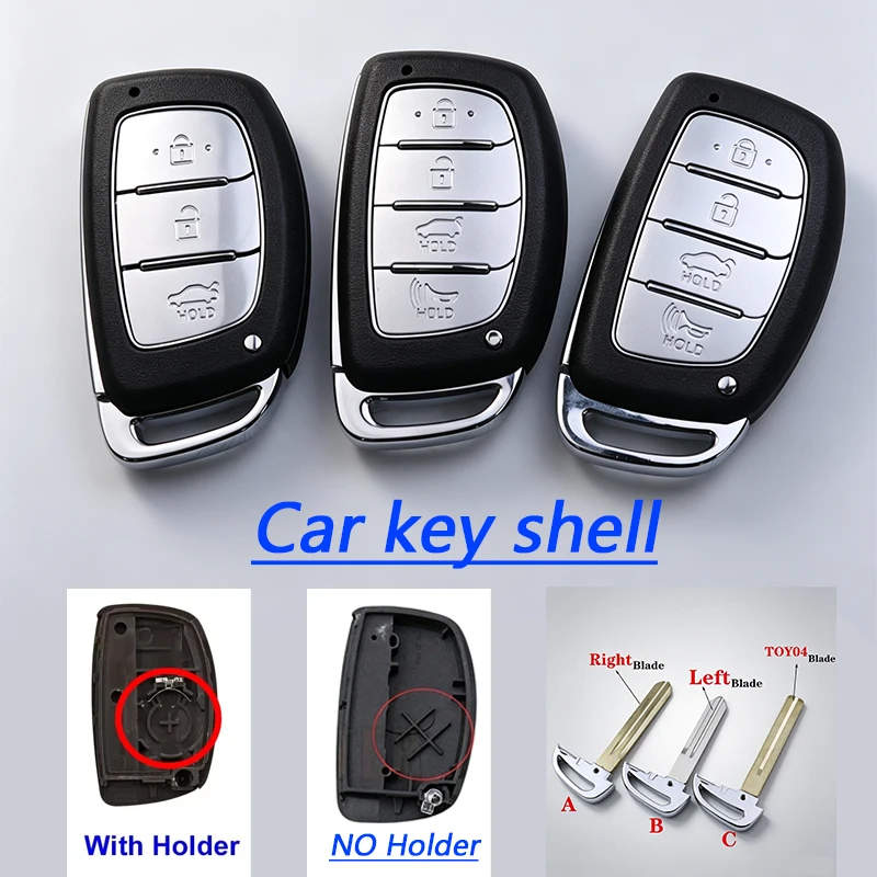 3&4 Button Car Key Housing Shell Cover for Hyundai Elantra MISTRA Rena Tucson IX35 IX25 I10 I30 I40 Ix45 Creta Santa Fe Sonata