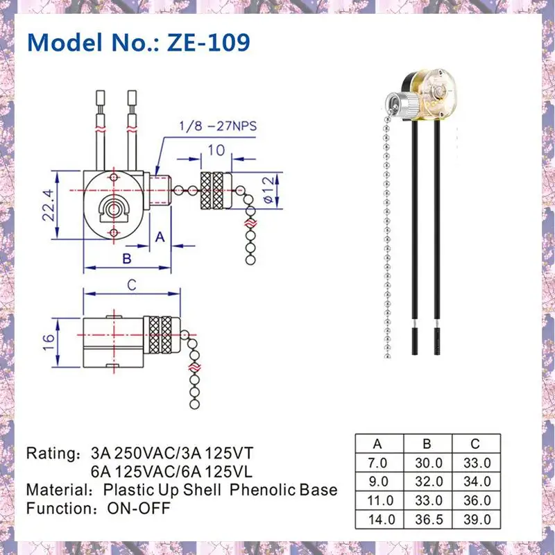 Retail 9Pack Ceiling Fan Light Switch ZE-109 Fan Switch Ceiling Pull Chain Switch Replacement (Nickel)