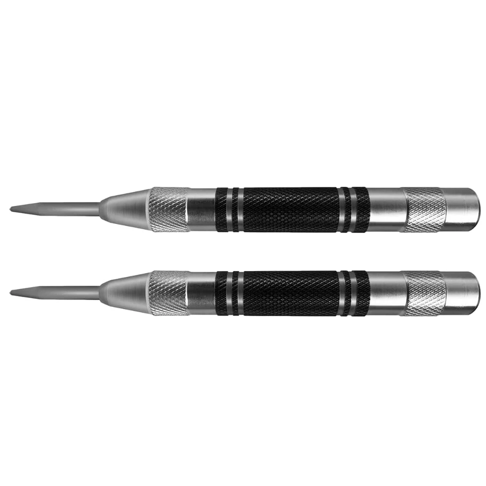 Automatic Center Punch 5 Inch Spring Loaded Center Punch Adjustable Tension Punch Tool for Metal Wood Glass 2 Pcs