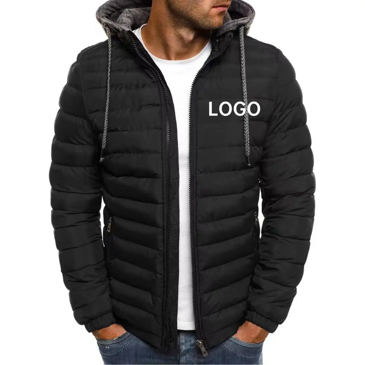 Costom Logo Winter Men Warm Windproof Thick Jacket Parkas Coat Fashion Men Autumn Outwear Waterproof Hooded Parkas Jacket