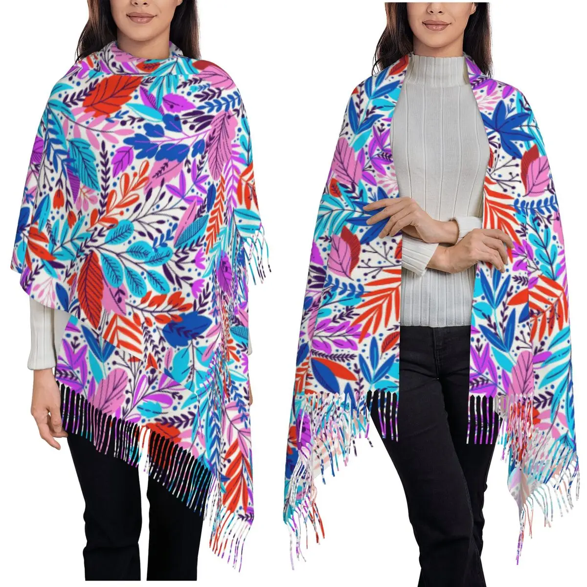 

Tropical Rainforest Flower Patterns In Brazil Scarf Tassel Scarves Women Soft Warm Shawls and Wraps Long Fall Winter Shawl Wrap