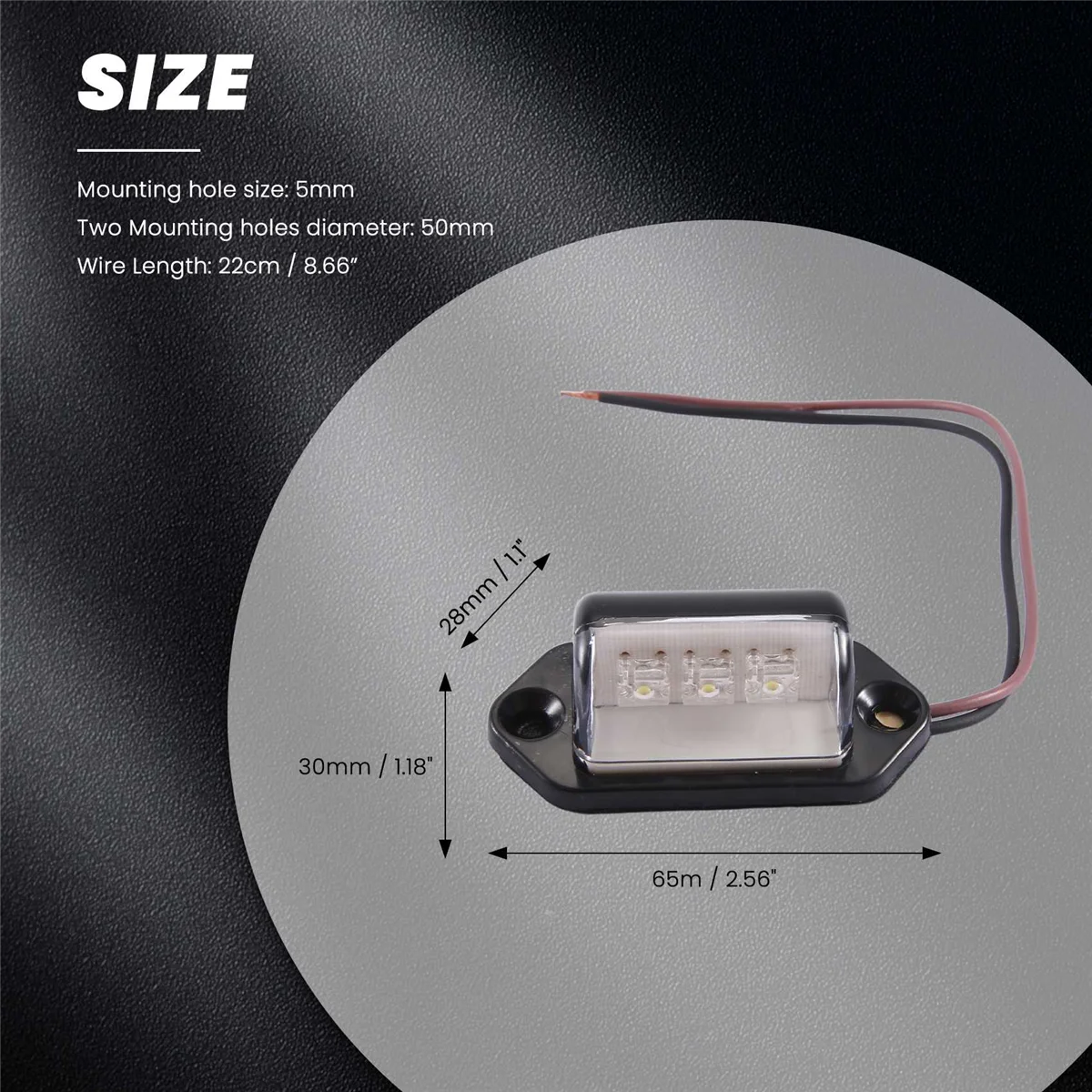 ضوء لوحة ترخيص قيادة السيارة ، حافلة ، RV ، شاحنة ، مقطورة ، مصباح خطوة داخلي ، 3 LED ، 12 V ، 24V