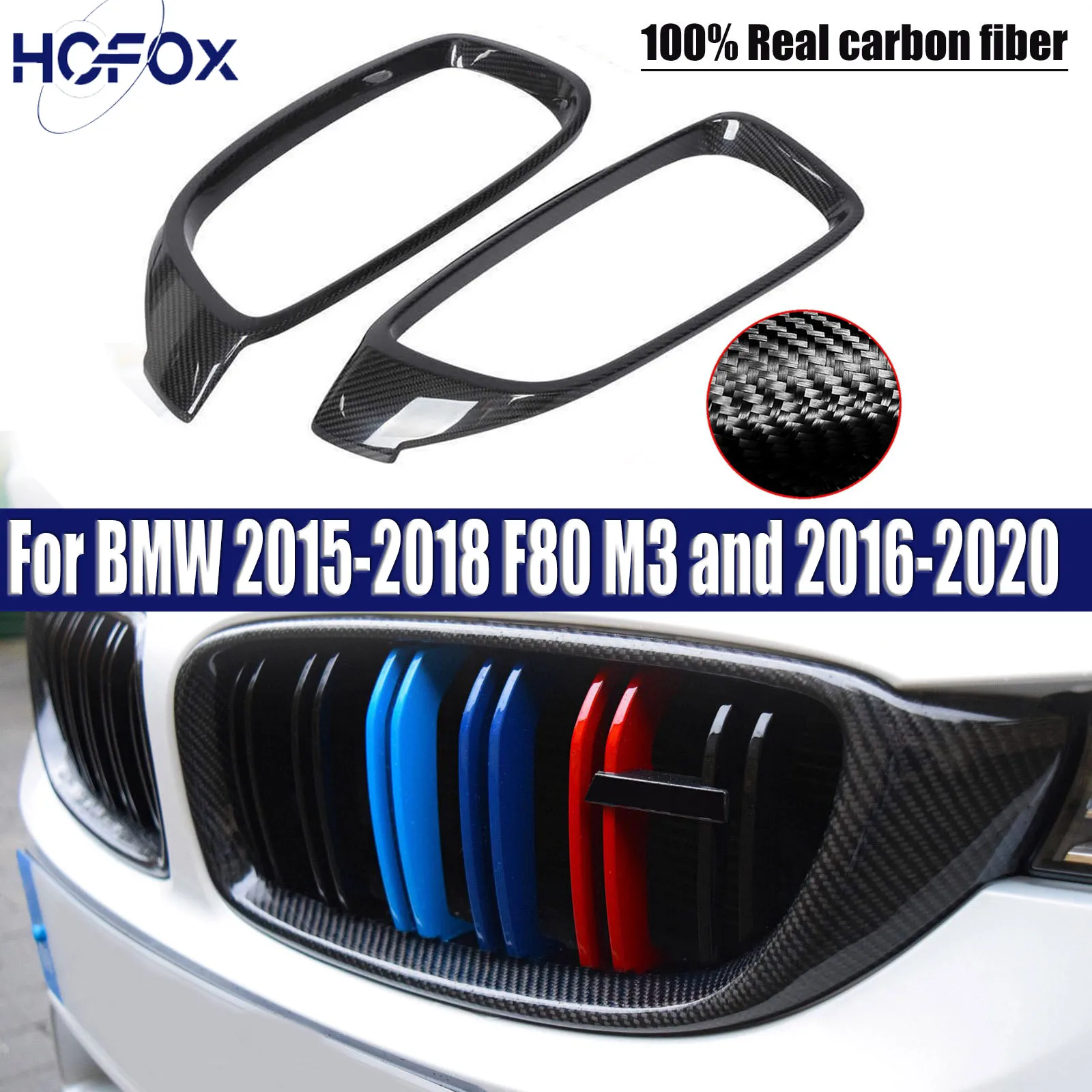 

Front Grill Trim Dry Carbon Car Front Kidney Grill Grille Frame For BMW 2015-2018 F80 M3 and 2016-2020 F83/F83 M4