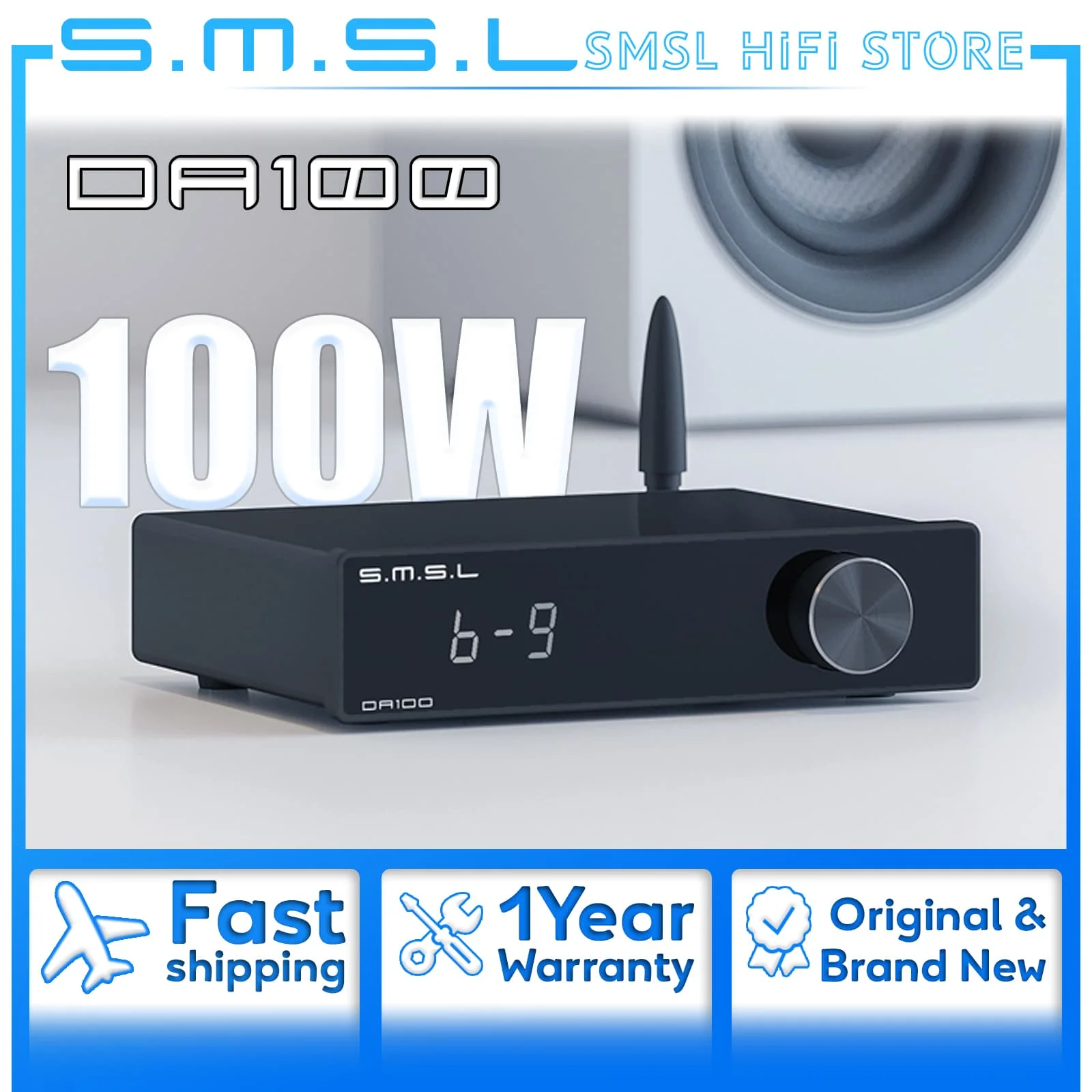 SMSL DA100 Power Amplifier TAS5827x2 Chip Support Bluetooth5.3