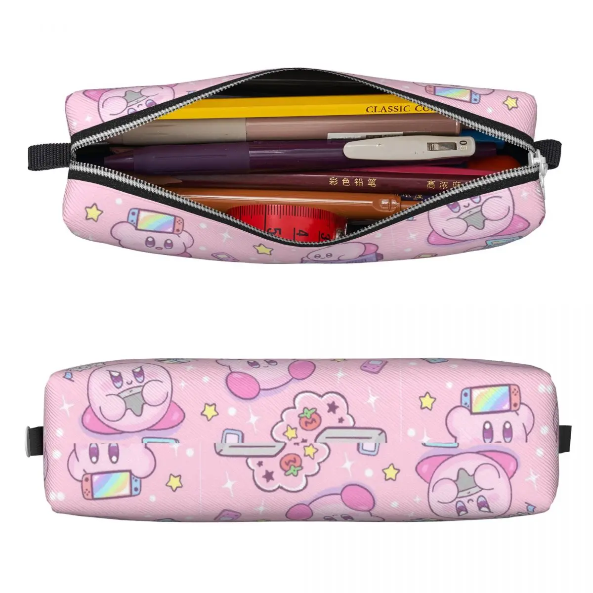 Imagem -02 - Bonito Kirbys Kawaii Gamer Lápis Estojo Caixa de Caneta para Estudante Grandes Bolsas de Armazenamento para Estudantes Papelaria Presente Novo