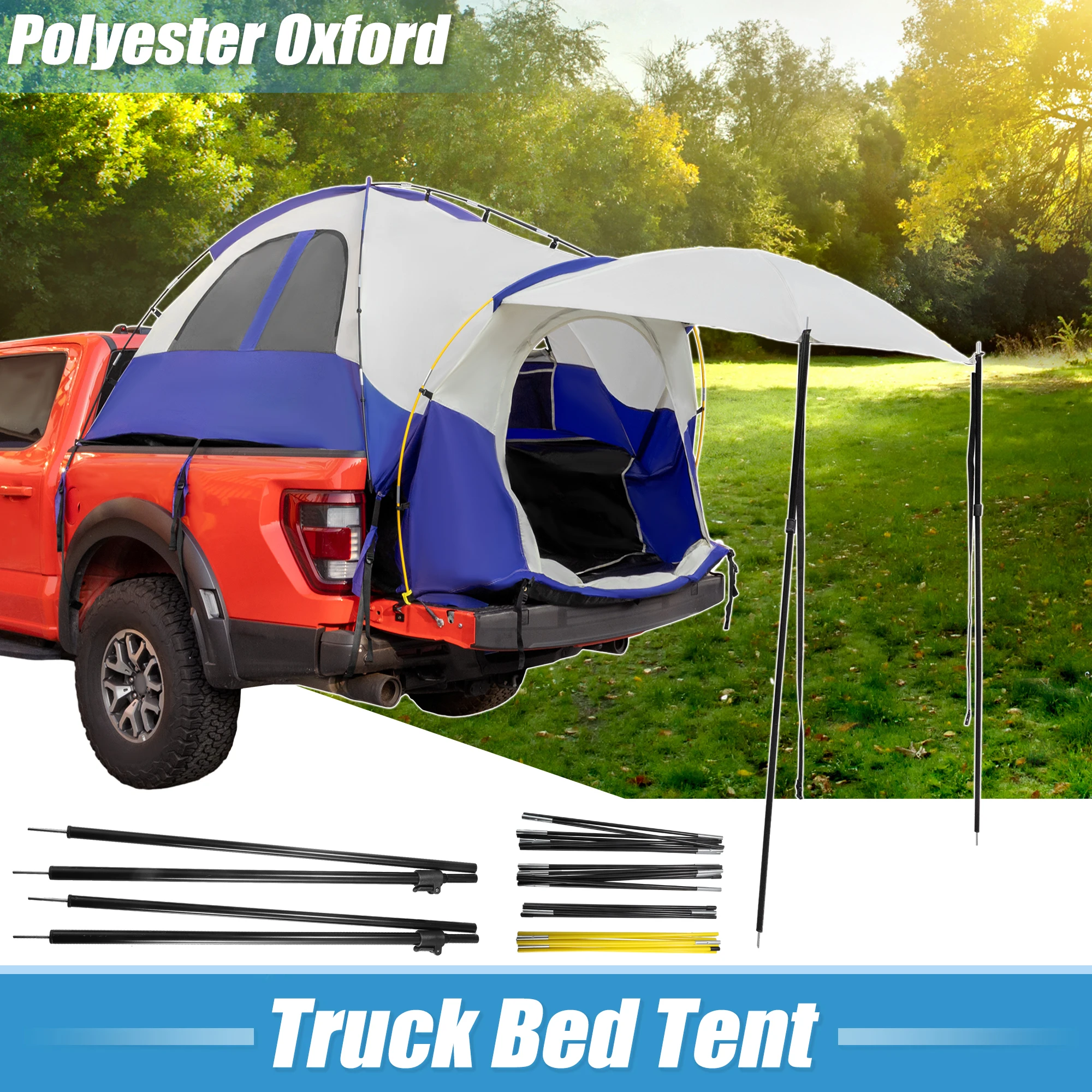 

X AUTOHAUX Pickup Truck Tent 5.5-5.8 FT Waterproof P3000mm 2-Person Double Layer Truck Bed Camping Tent with Expandable Awning