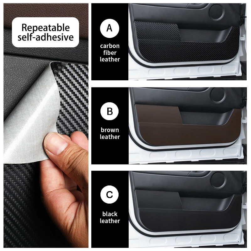 Car Interior Door Anti-kick Sticker Films Leather Door Panel Anti-dirty Mat Co-pilot Storage Pad For Land Rover Discovery Sport