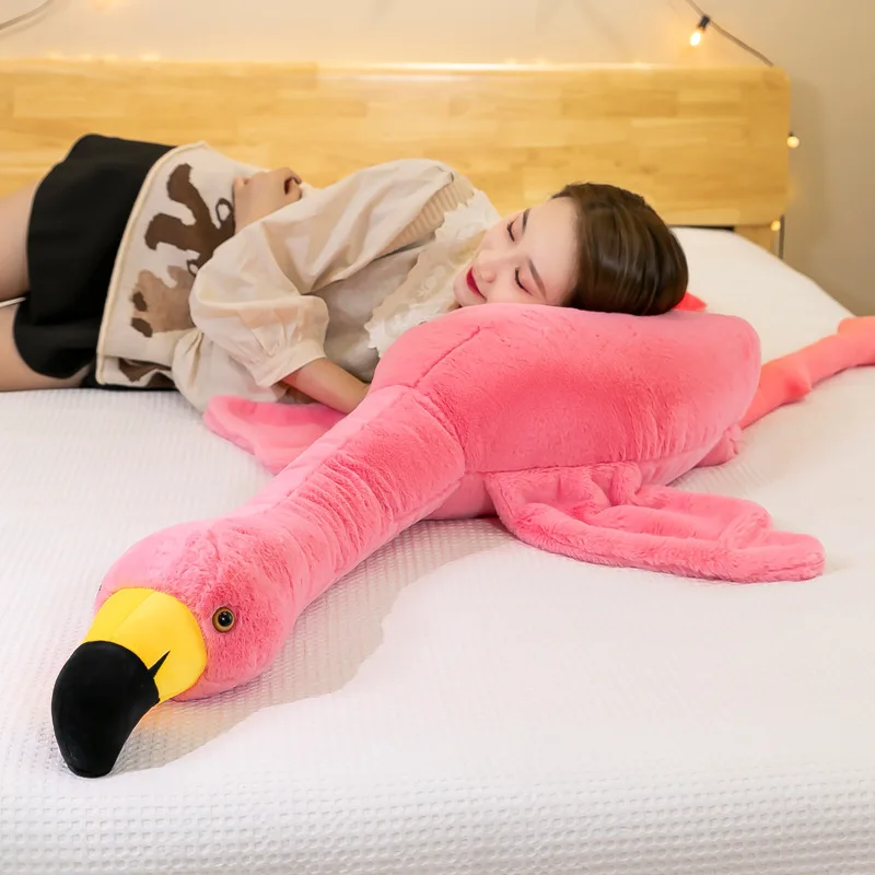 80–130 cm rosa Flamingos Plüschtiere, große Vogelpuppe, weiches Stofftier, Schlafkissen, Kissen, Geburtstagsgeschenke