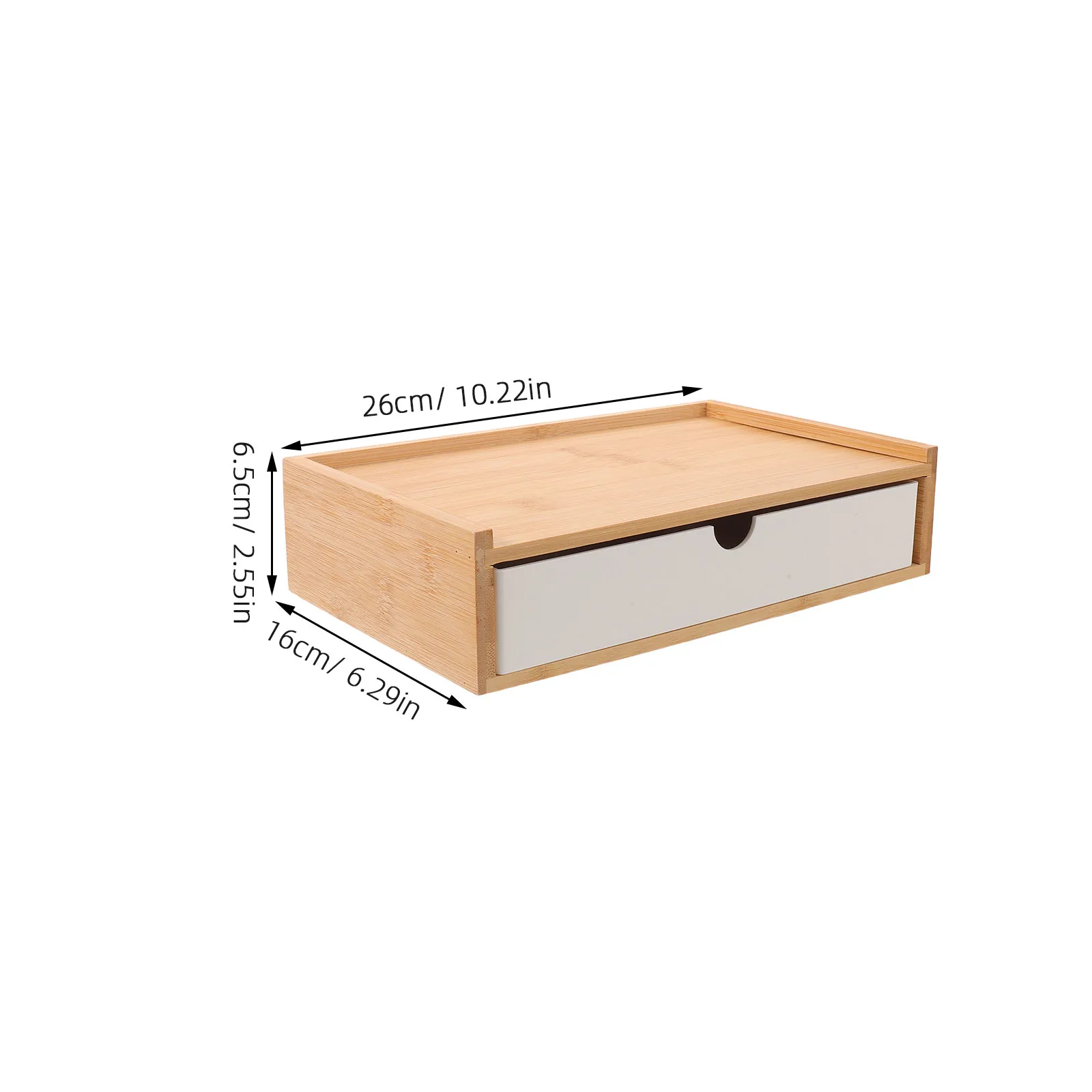 Bamboo Desktop Organizer Box – Minimalist White Desk Storage for Office, School Supplies & Tabletop
