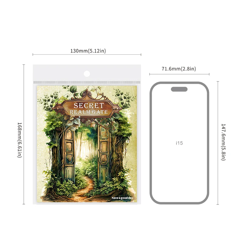 5 pcs/pack Vintage Large size Wooden forest gate Sticker pack Adhesive Diy Hand Account Diary Scrapbooking material