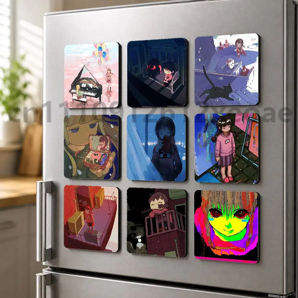 Yume Nikki game Creative Square Fridge Magnet Cartoon PVC Refrigerator Decor Gift for Home Office