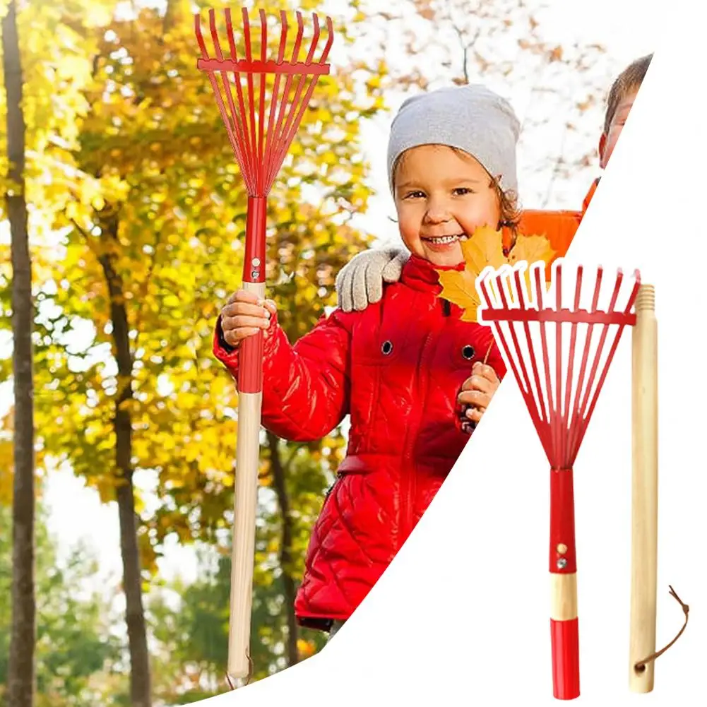 Kids Rake Hardwood Handle Leaves Rake Children Yard Rake Garden Lawn Rake Garden Rake Gardening Leaves Rake Garden Tool Gift