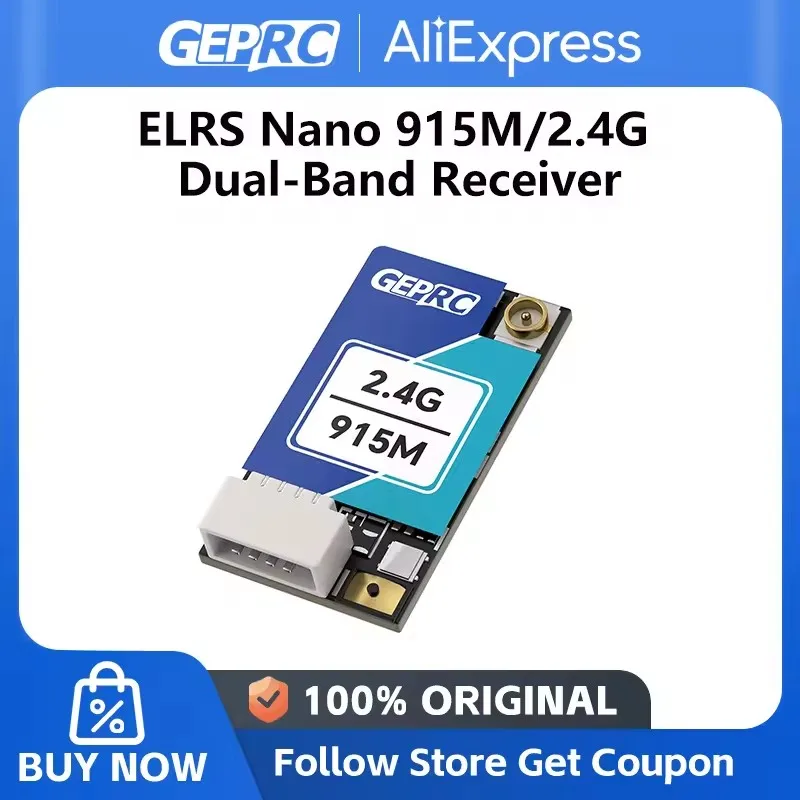 GEPRC ELRS Nano 915M/2.4G Dual-Band Receiver Support 150 – 960MHz 2.4GHz Transmission Compatible 915M and 2.4G ELRS TX Module
