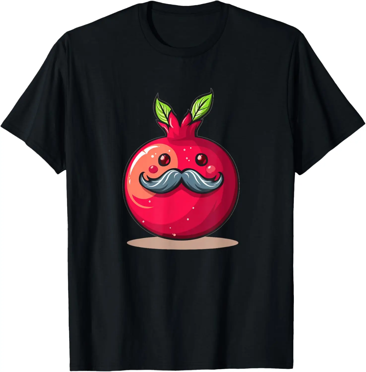 

Nice Pomegranate with cool Mustache Beard T-Shirt