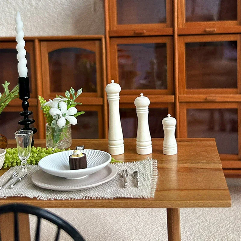 3Pcs Doll House Furniture Gift Dollhouse Alloy Cooking Pepper Grinding Bottle Miniature Mini Scene Model Doll Accessories