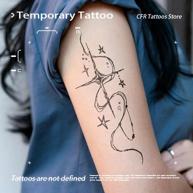 

Korean Fashion Star Cross Herbal Juice Tattoo Sticker For Woman Arm Halloween Party Y2K Durable Tattoos Punk Gift Charm Bodyart