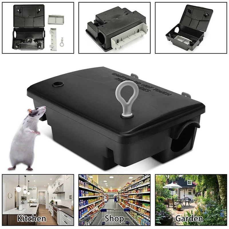Outdoor Rodent Bait Station Professional Mouse Trap Weather-Resistant Pest Control Box for Home Garden Yard Durable ABS