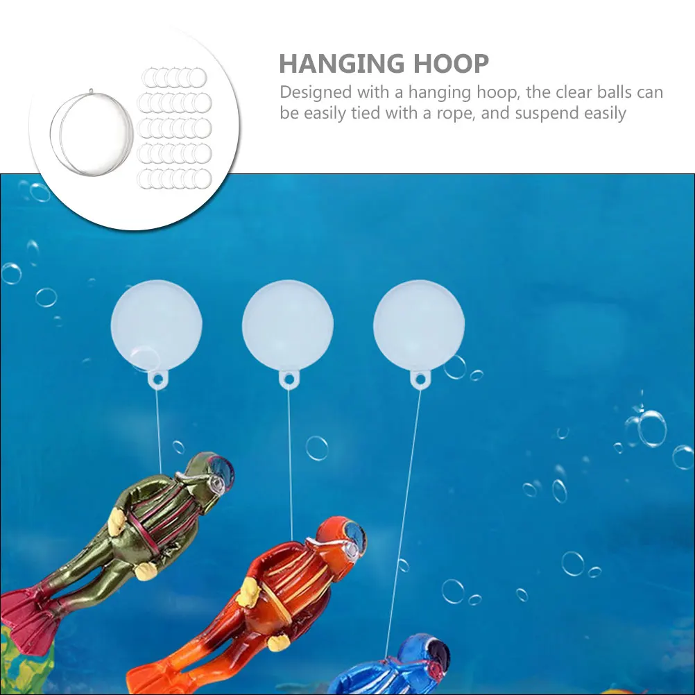 

30pcs Clear Plastic naments 3cm Fillable Hanging Wedding Aquarium Float Balls Empty Transparent Balls Decorative