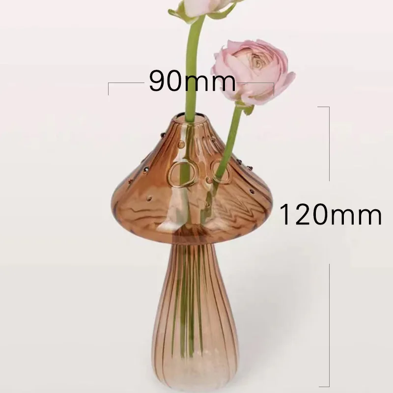 Mushroom Glass Flower Vase Flower Bottle Vase for Decoration Plant Pot Hydroponic Terrarium Vases for Flowers Room Decor