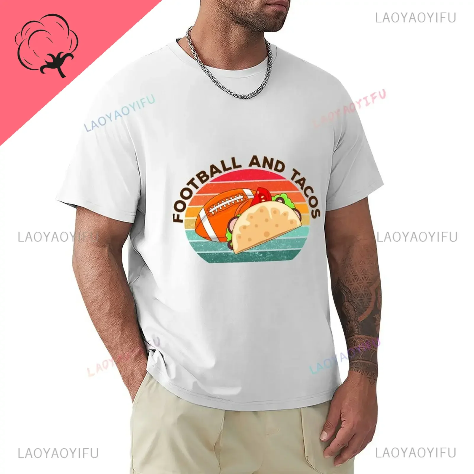 American football and tortilla T-shirts American football and tortilla enthusiasts gift vintage T-shirts 100%Cotton Print