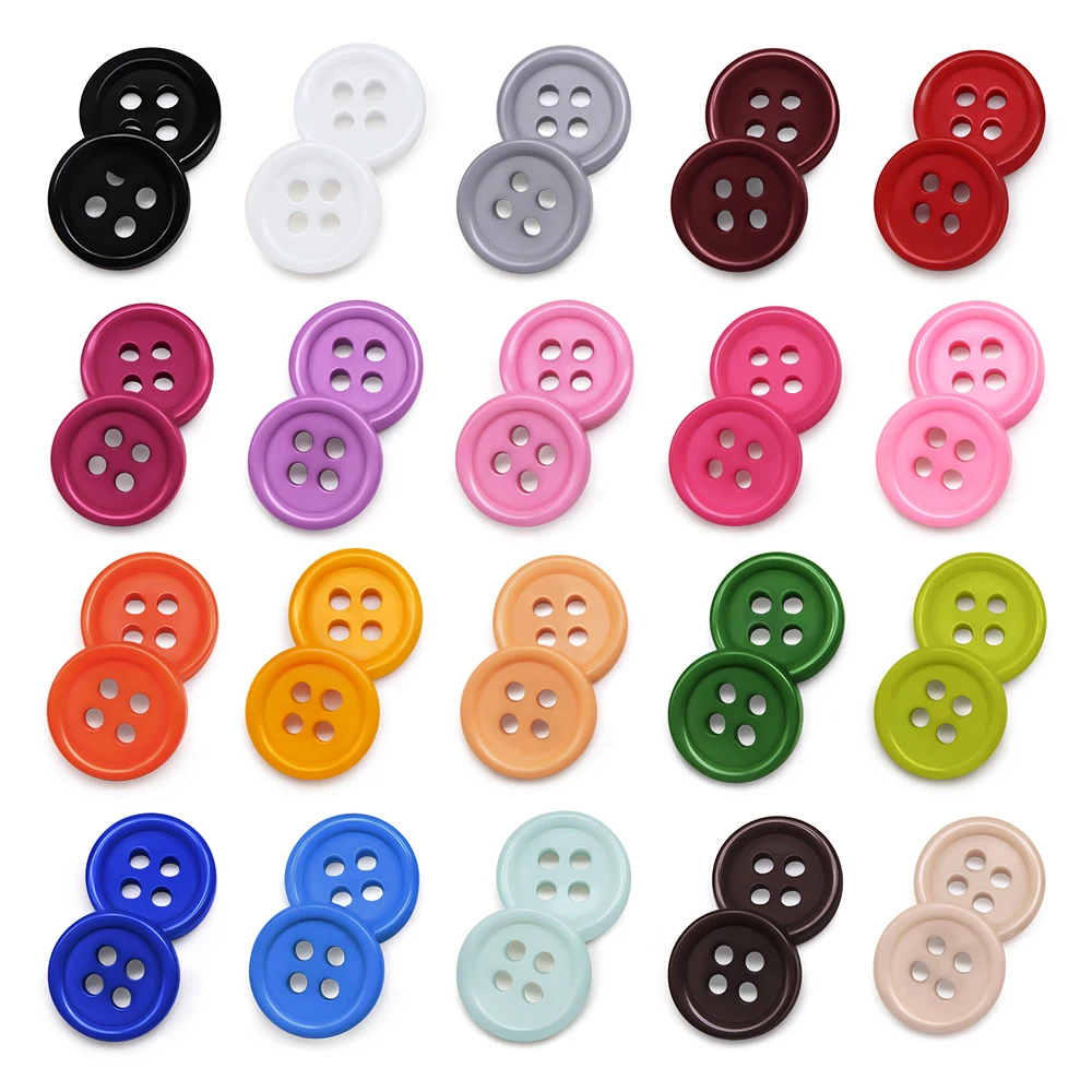 Resin Button 100pcs/lot Round Four Holes 9/10/11mm sew on Small button for child cloth Candy colors handmade DIY accessories