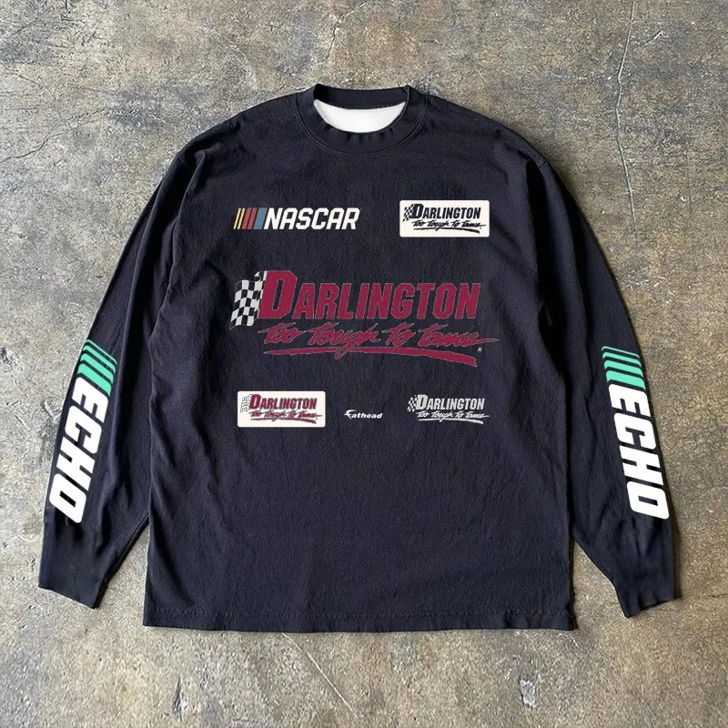 أوائل الخريف جديد ريترو شارع العليا تنوعا التجفيف السريع شبكة طويلة الأكمام تي شيرت لكل من الرجال والنساء ، قميص مطبوع ثلاثية الأبعاد #2