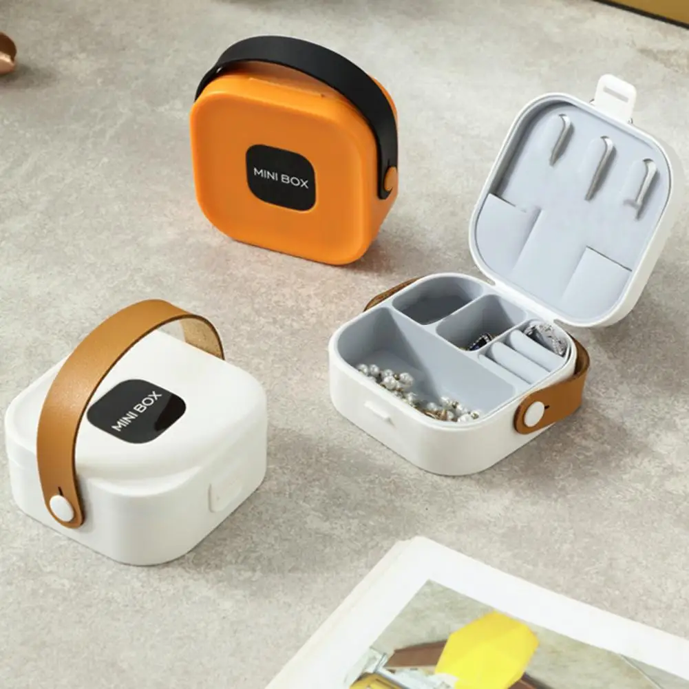 

Mini Jewelry Storage Box Portable Home Travel Earrings Necklace Ring Storage Case Jewelry Organizer PU Leather Display Case