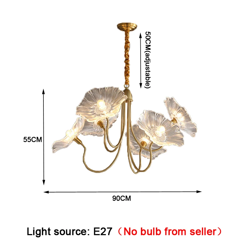 Nordic Living Room Chandelier Modern Simple Home Glass Lotus Leaf Study Bedroom Lamp Full Spectrum Light Luxury Restaurant Lamps