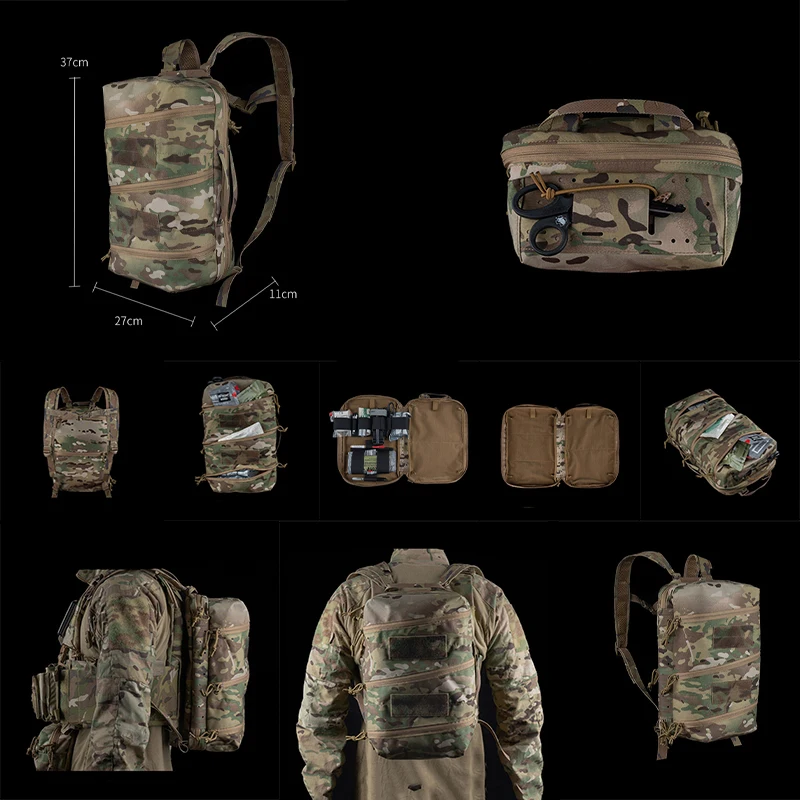 

New outdoor multi-color large first aid backpack, tactical nylon first aid backpack, large capacity with sticky sheet in the bag